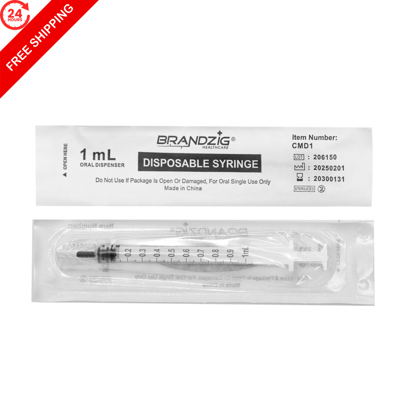 1ml Oral Syringe – 100 Pack – Luer Slip Tip, No Needle, 100 Count (Pack of 1)