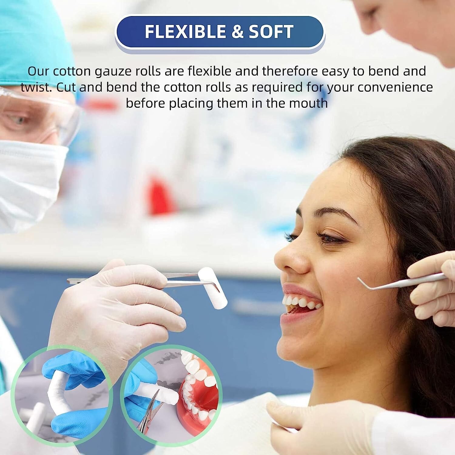 Premium Dental Cotton Rolls #2 Medium 1.5″ x 3/8″ Extra Absorbent Non-Sterile
