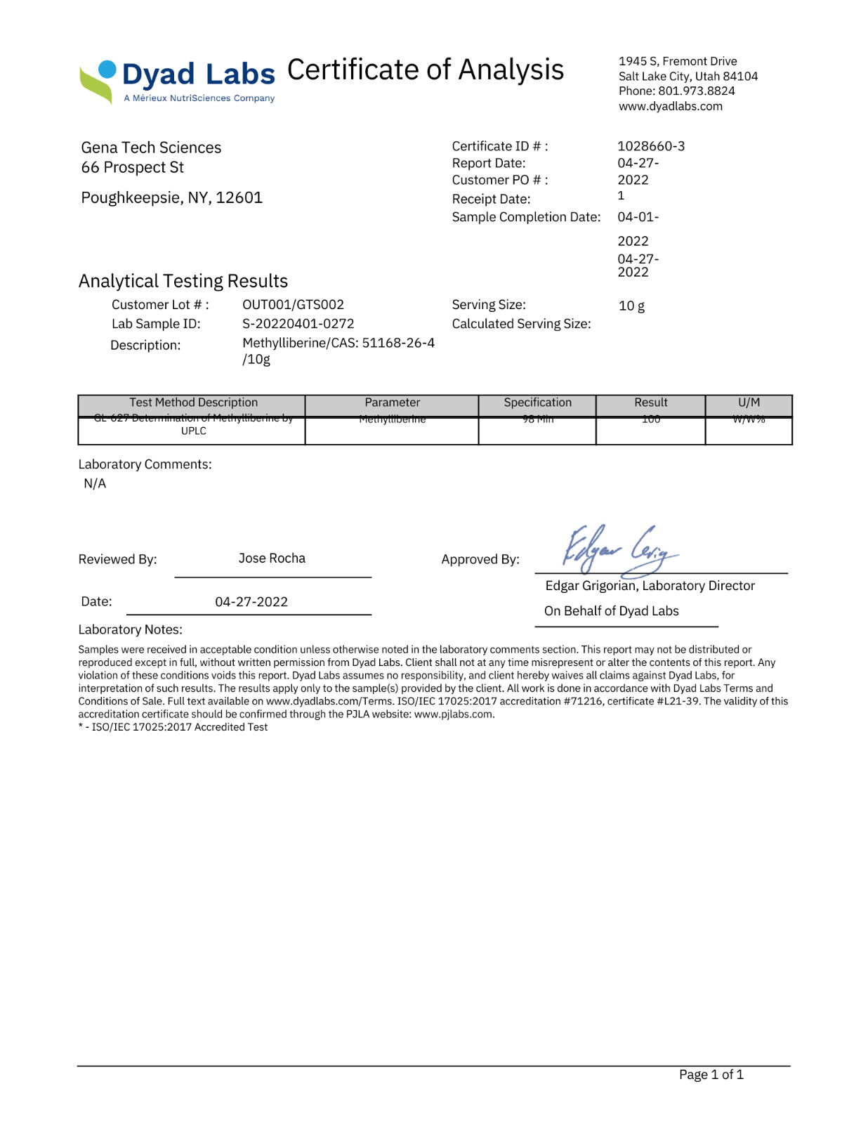 Methylliberine – Dynamine – 1 Gram – Lab Certified 100% Purity