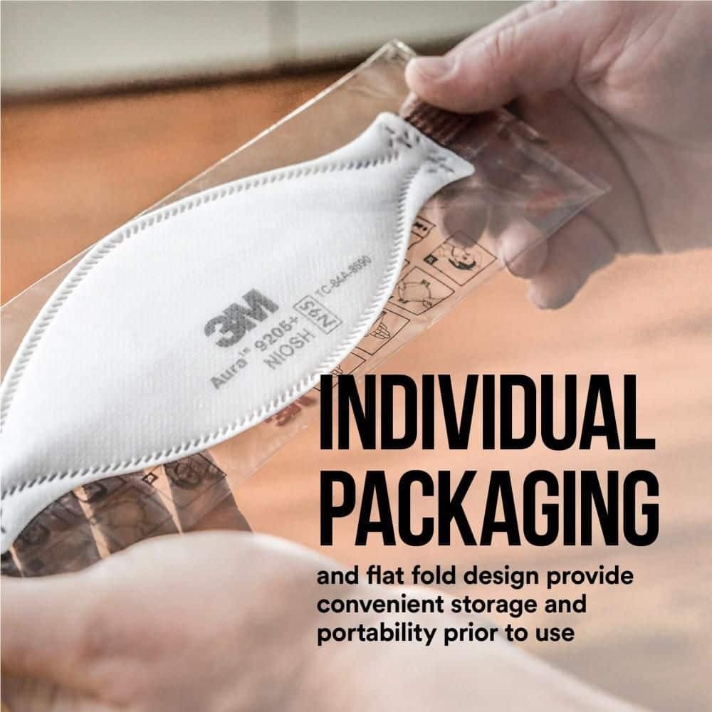 3M 9205+ N95 Aura Particulate Disposable Respirator Foldable (20-Pack)