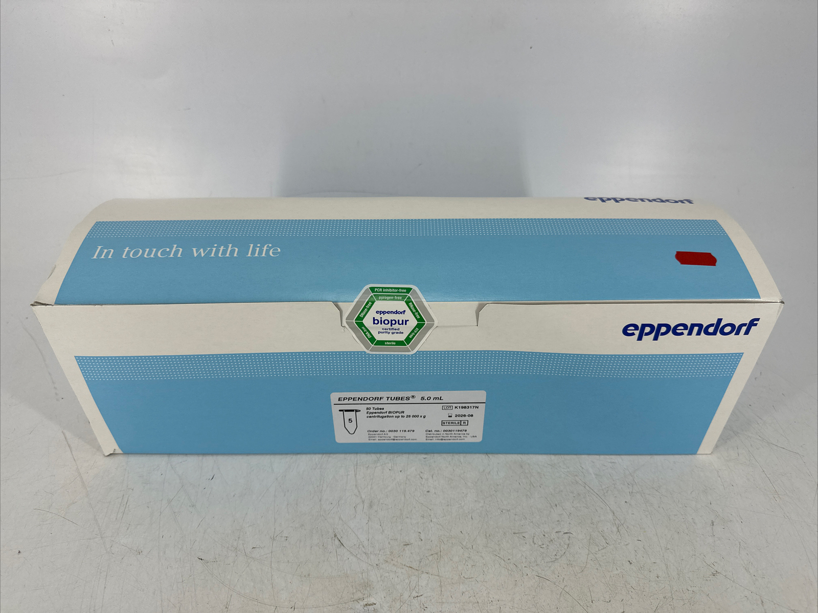 BOX OF 50 Eppendorf 0030119479 5mL Plastic Tubes Clear Biopur Conical Sterile
