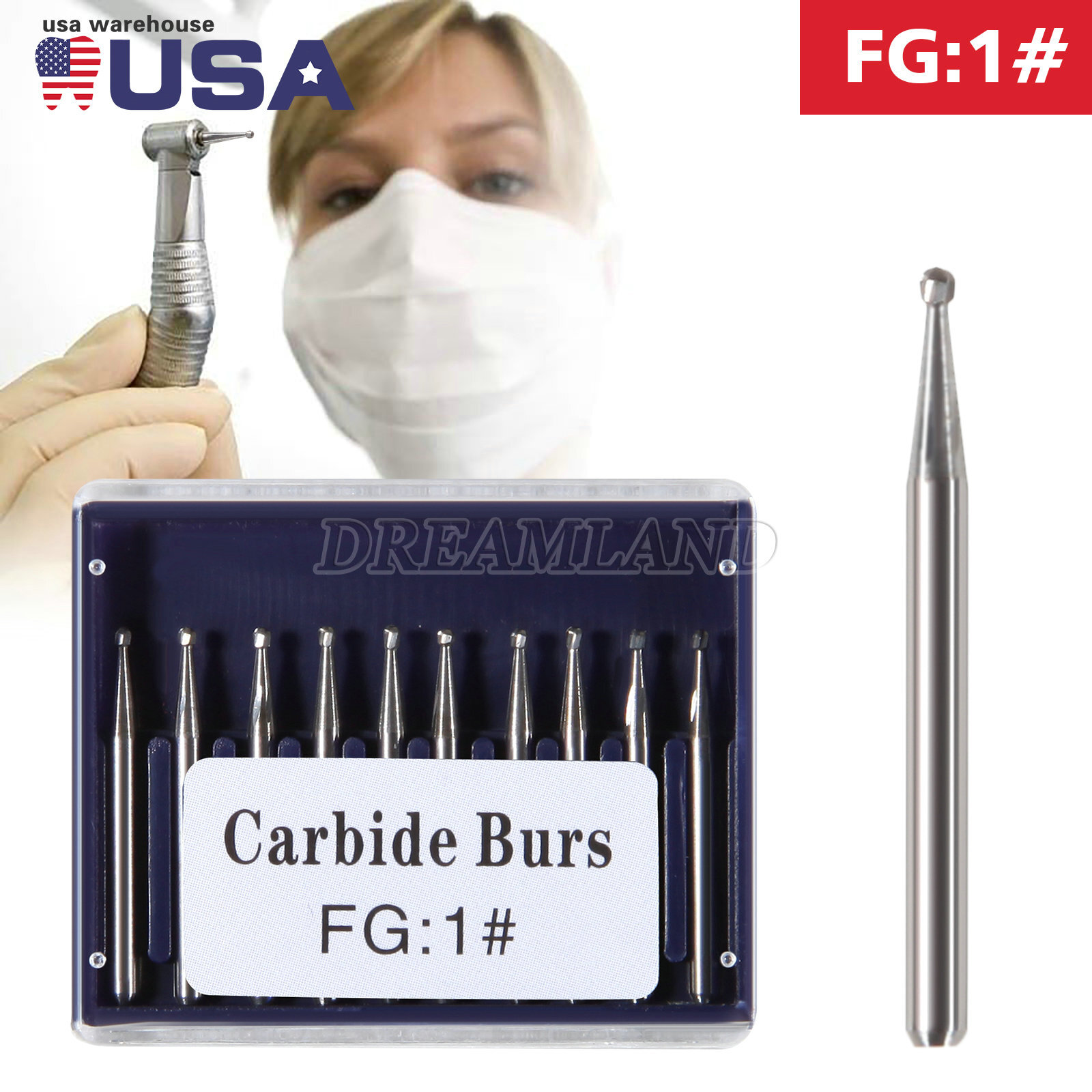 Dental Surgical Burs 25mm Carbide Burs Friction Grip FG 19mm Round Pear 330