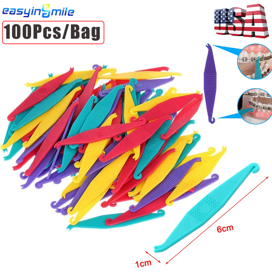 100Pcs Orthodontic Elastic Placer for Elastic Bands for brace – Assorted Color