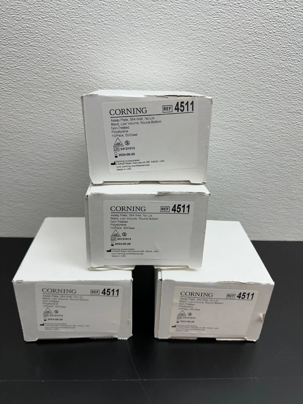 Corning REF 4511 Microplate 384 Well Low Volume Black Round Bottom Lot 4 Packs