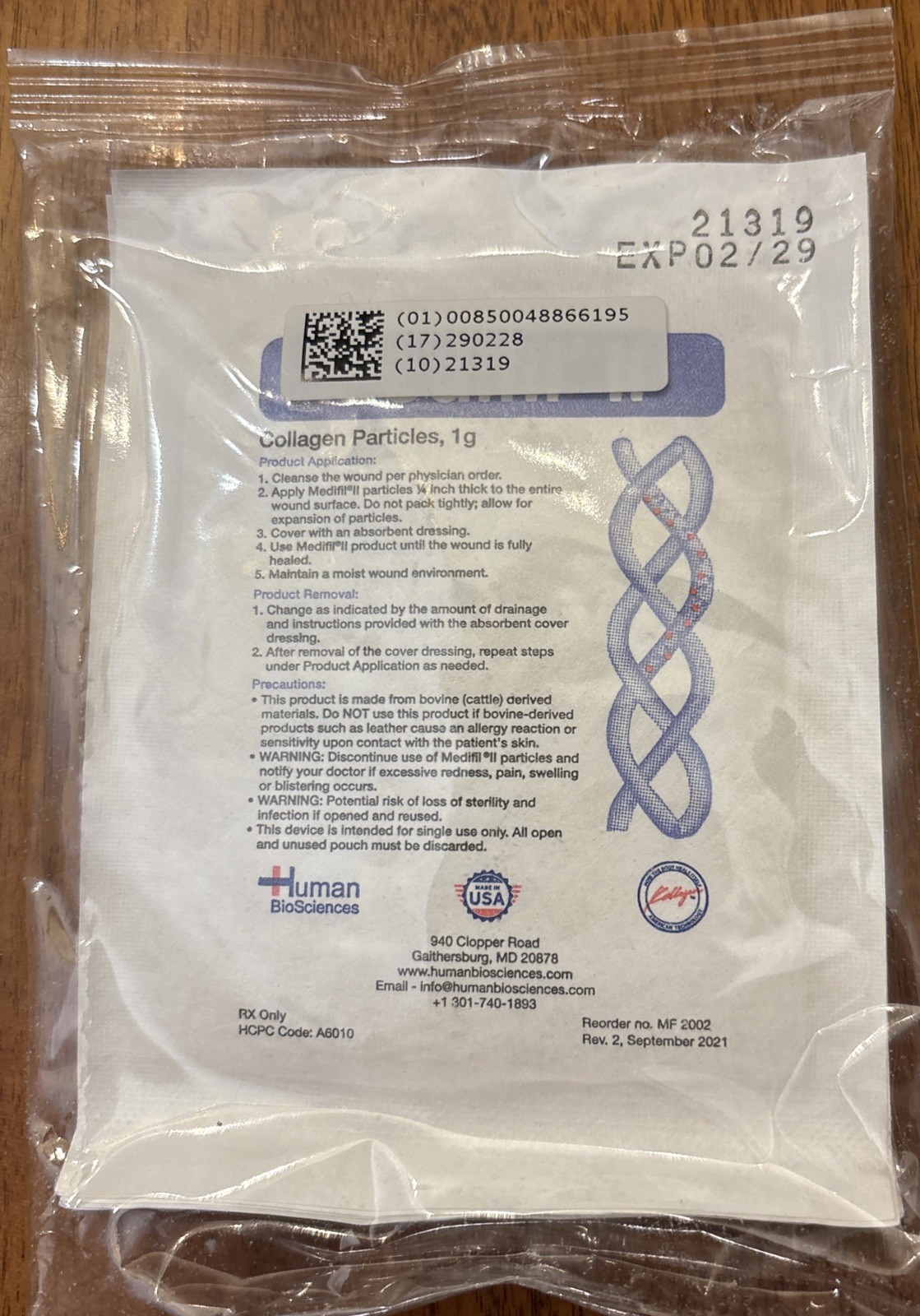 Medifil II Collagen Particles /5 Sealed 1 Gram Packets Expire 02/2029 Wound Care