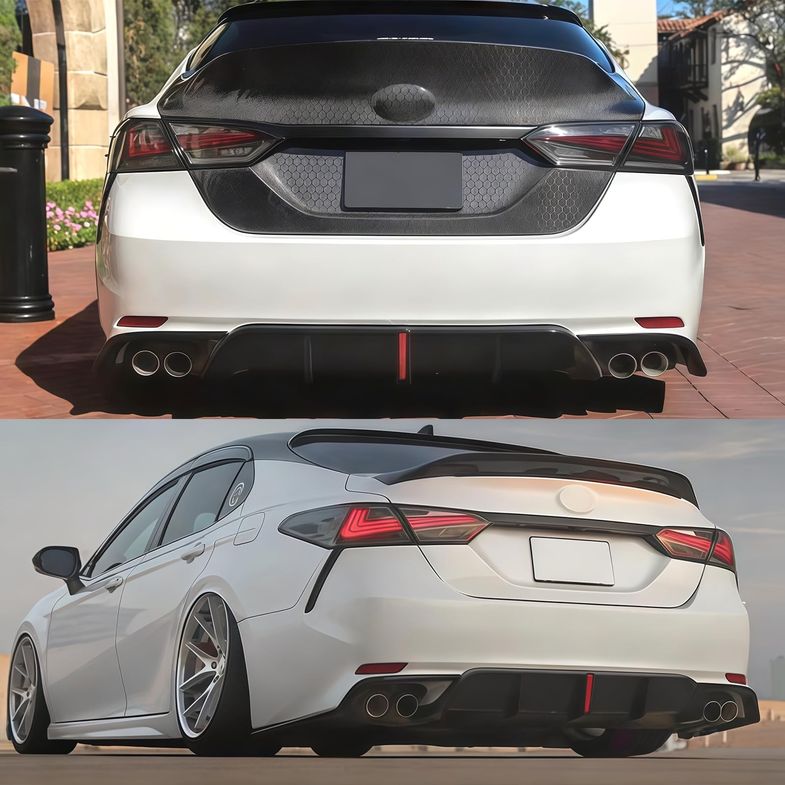 Rear Diffuser Lip LED & Corner Ext Toyota Camry SE XSE 2018-2024 Carbon Fiber