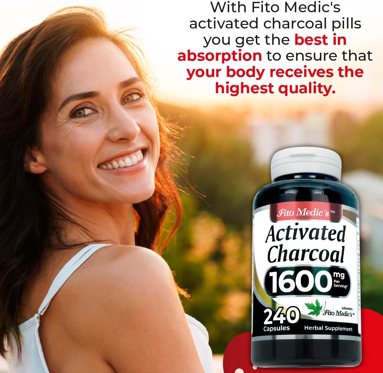 Activated Charcoal Vegan Capsules 1600mg 240 Absorbent Ultra high Absorption US.