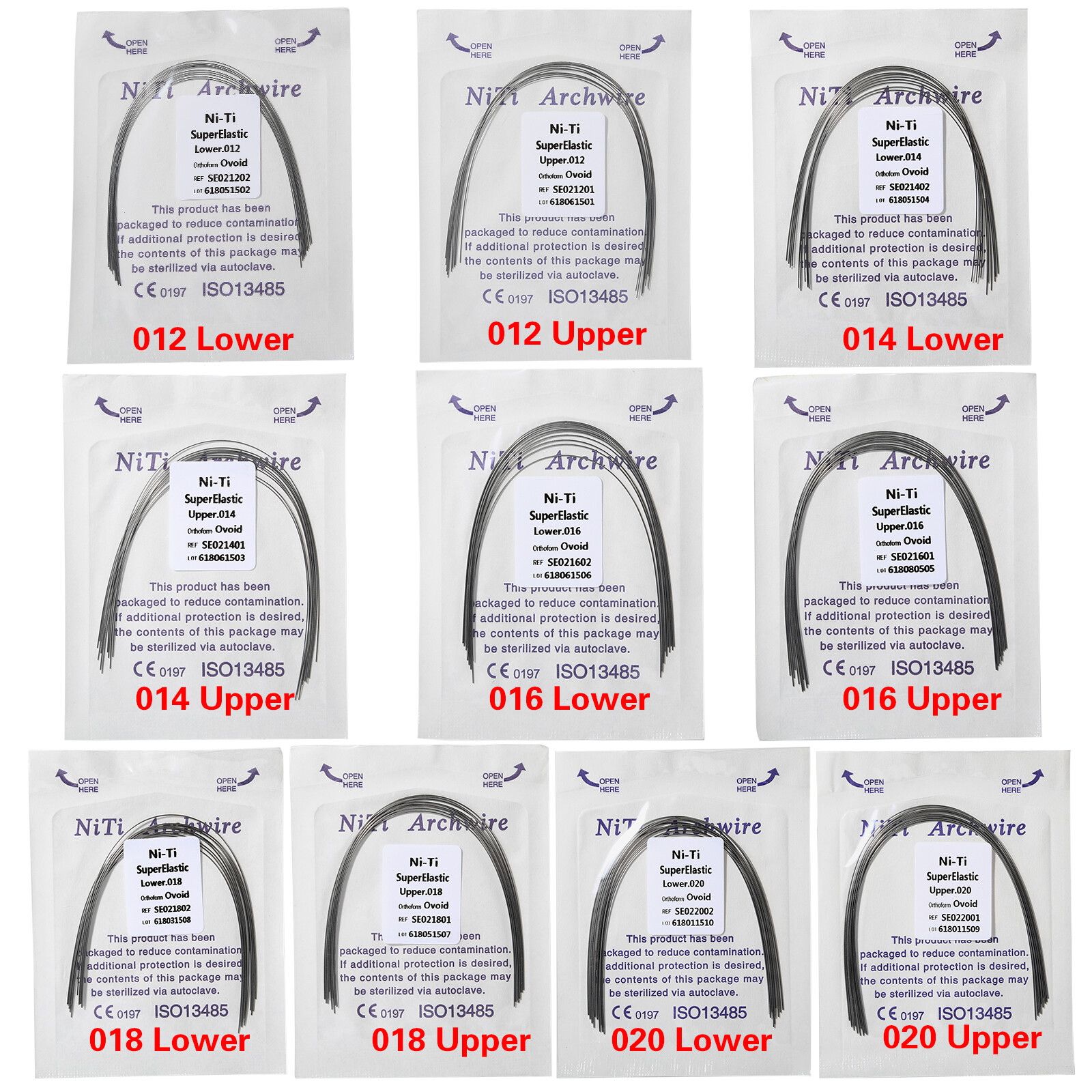 10pcs/1pack Orthodontic Round /Rectangular Arch Wires Niti Super Elastic ws