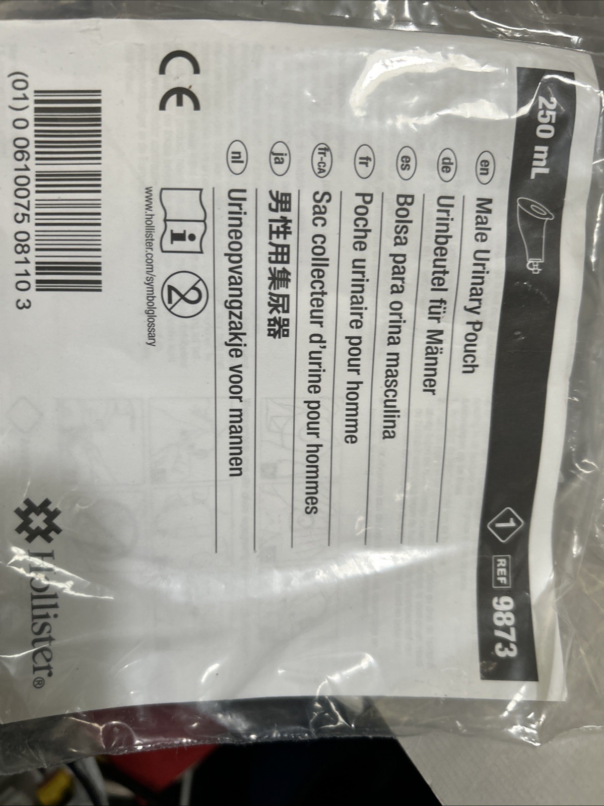 Hollister 9873 Urostomy Pouch Male Flextend Barrier 7.5You Get 10 Pouches No Box