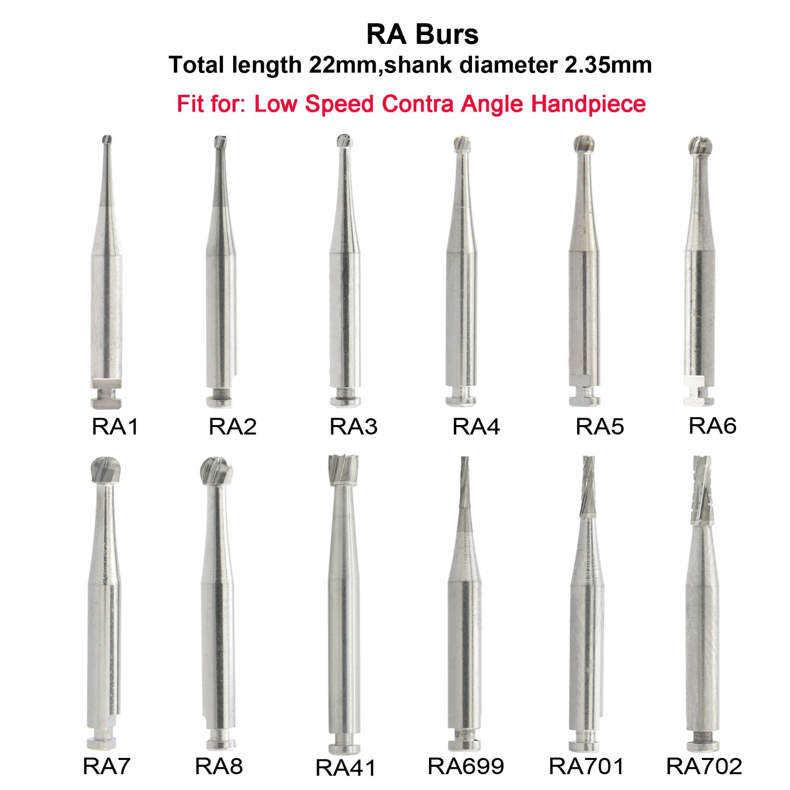 Prima Wave Dental Carbide RA Latch Burs CA Taper Fissure Round Burr 6 8 701 LA