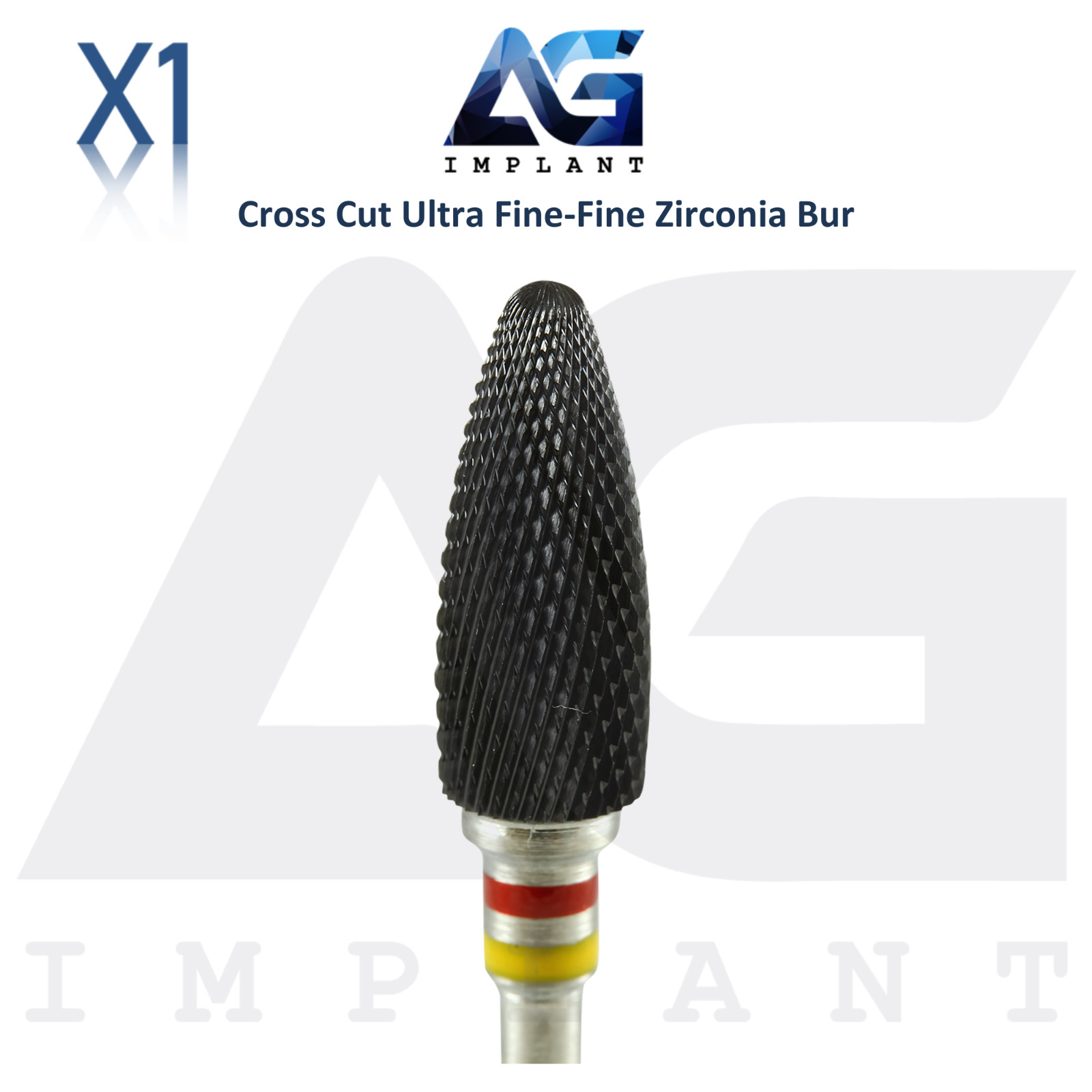 Dental Cross Cut Bullet 6410801 Ultra Fine-Fine Zirconia Bur Ø6.0mm x 14.5mm Lab
