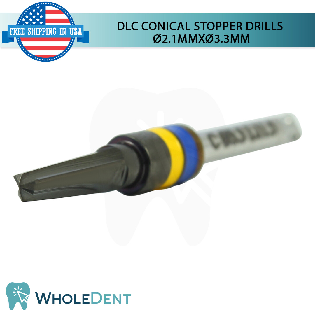 DLC Conical Integral Stopper Drill Ø2.1XØ3.3 Dental Im plant Tool Instrument