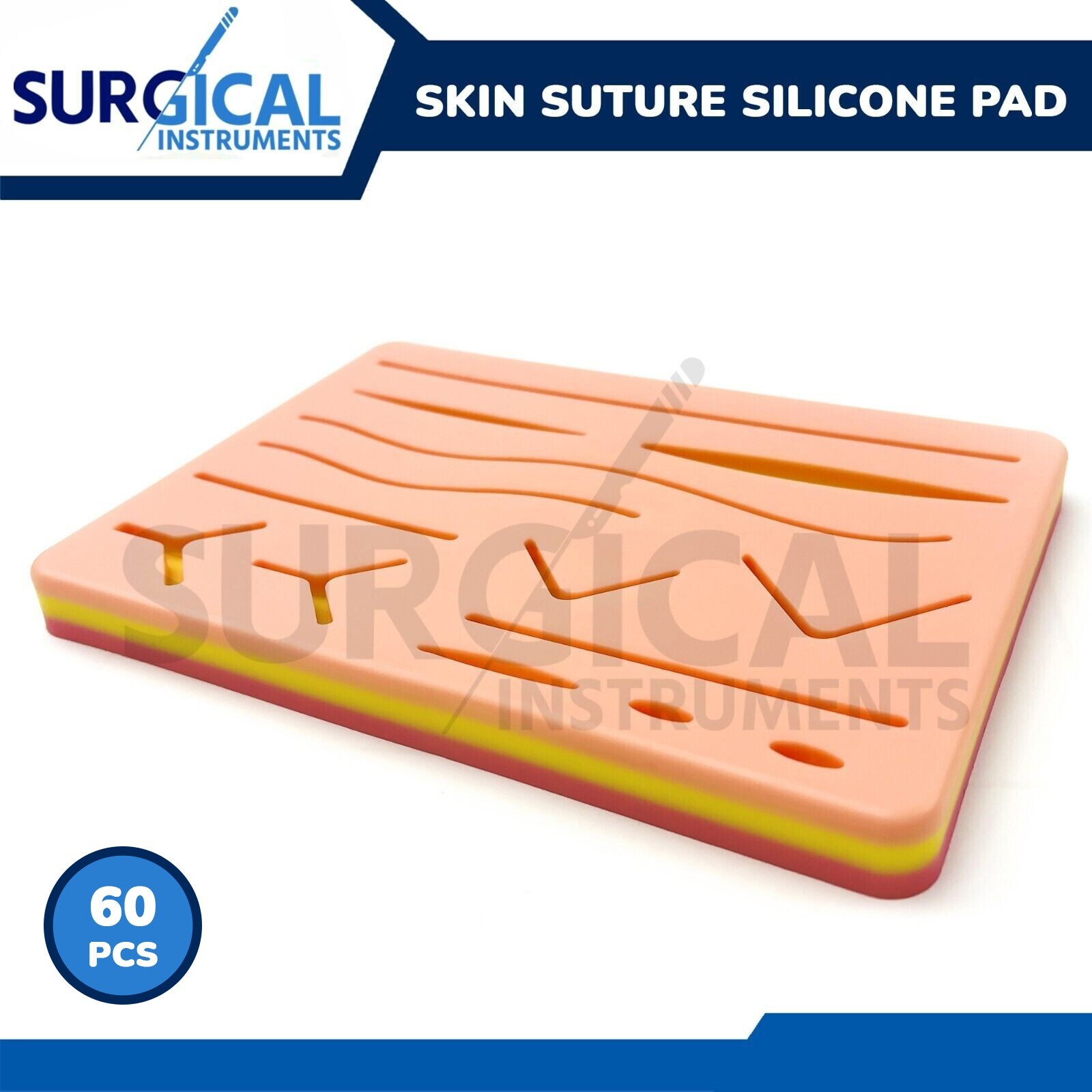 60 Pcs Skin Suture Practice Silicone Pad Wound Simulated Surgical Training Kit