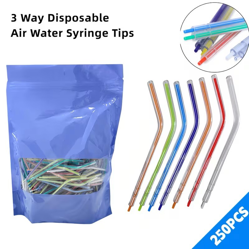250pc Dental Disposable Spray Tips Triple Nozzles 3-Way Air Water Syringe Tip US