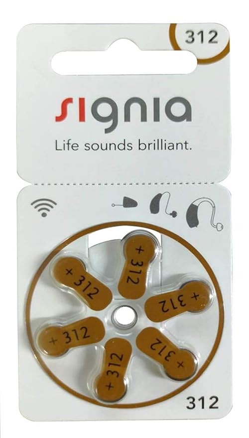 Signia Hearing Aid Batteries (Size 312, Pack of 1 ) (30 Batteries) FREE SHIPPING