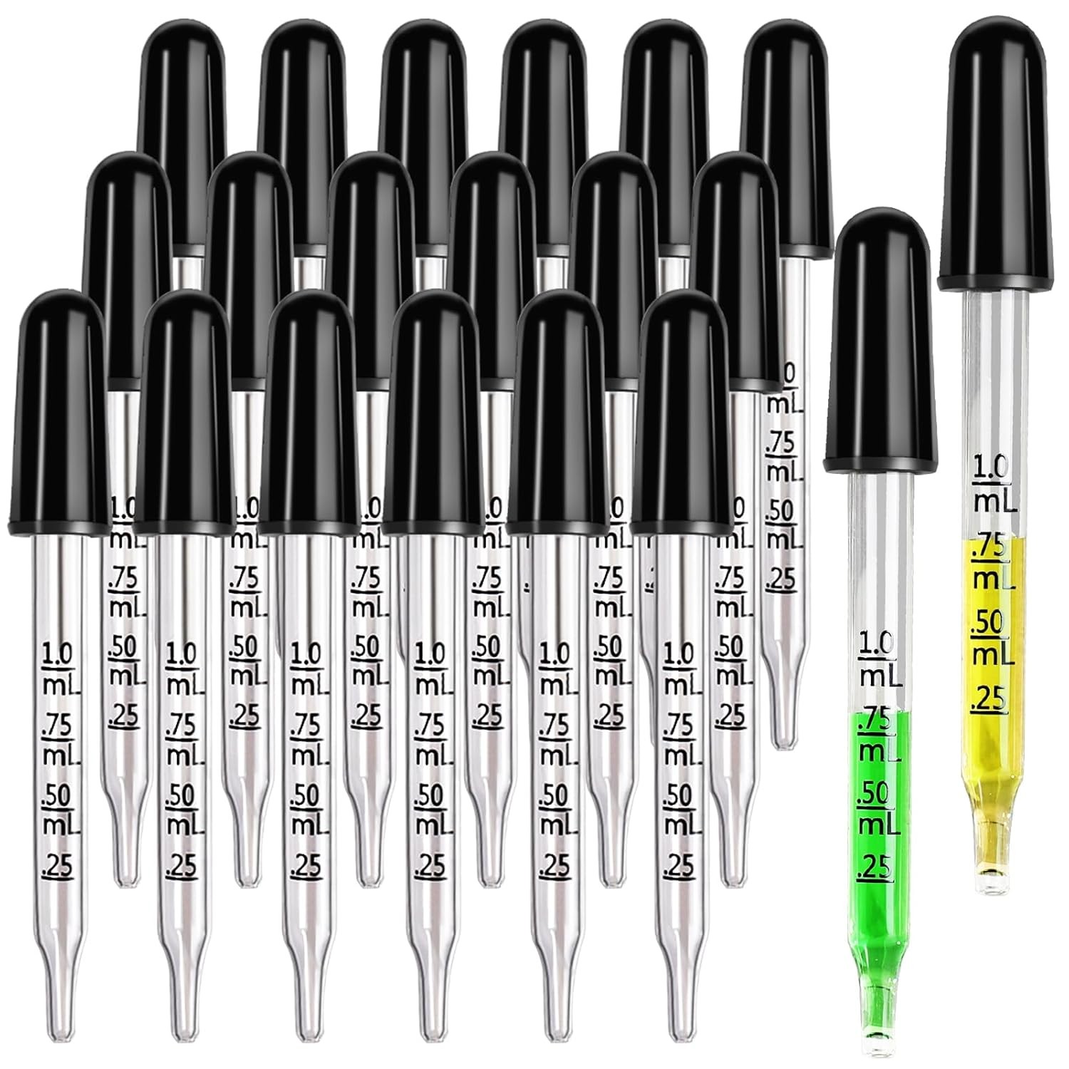 20Pack Medicine Art Essential Oils Eye Dropper Graduated 4″ Straight Tip 1ml