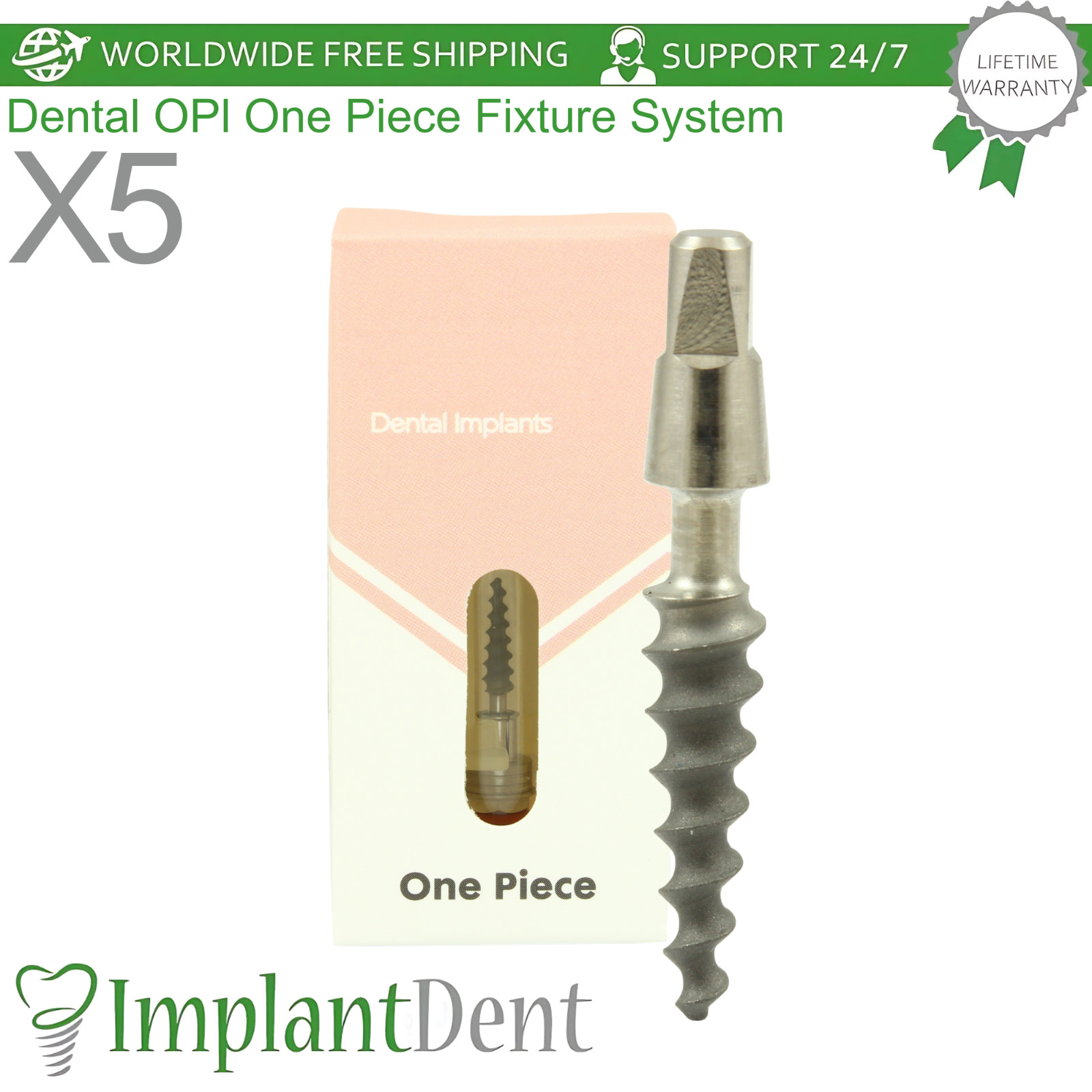 X5 Dental OPl One Piece Fixture System Titanium Immediate Loading SLA Surface