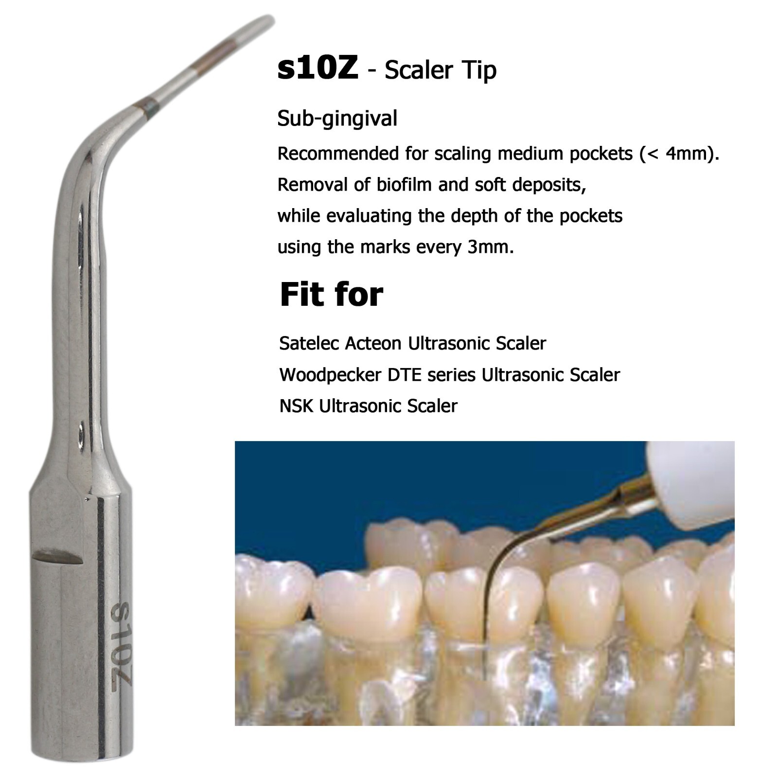 Satelec ACTEON NEWTRON Slim B LED Ultrasonic Scaler Handpiece Piezo Tips H3 1S
