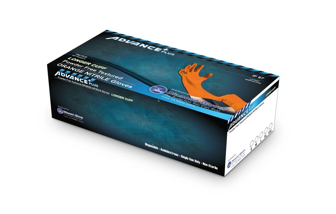 Heavy Duty 11″ Long Cuff Orange Nitrile Disposable Gloves 6mil Powder Free 100