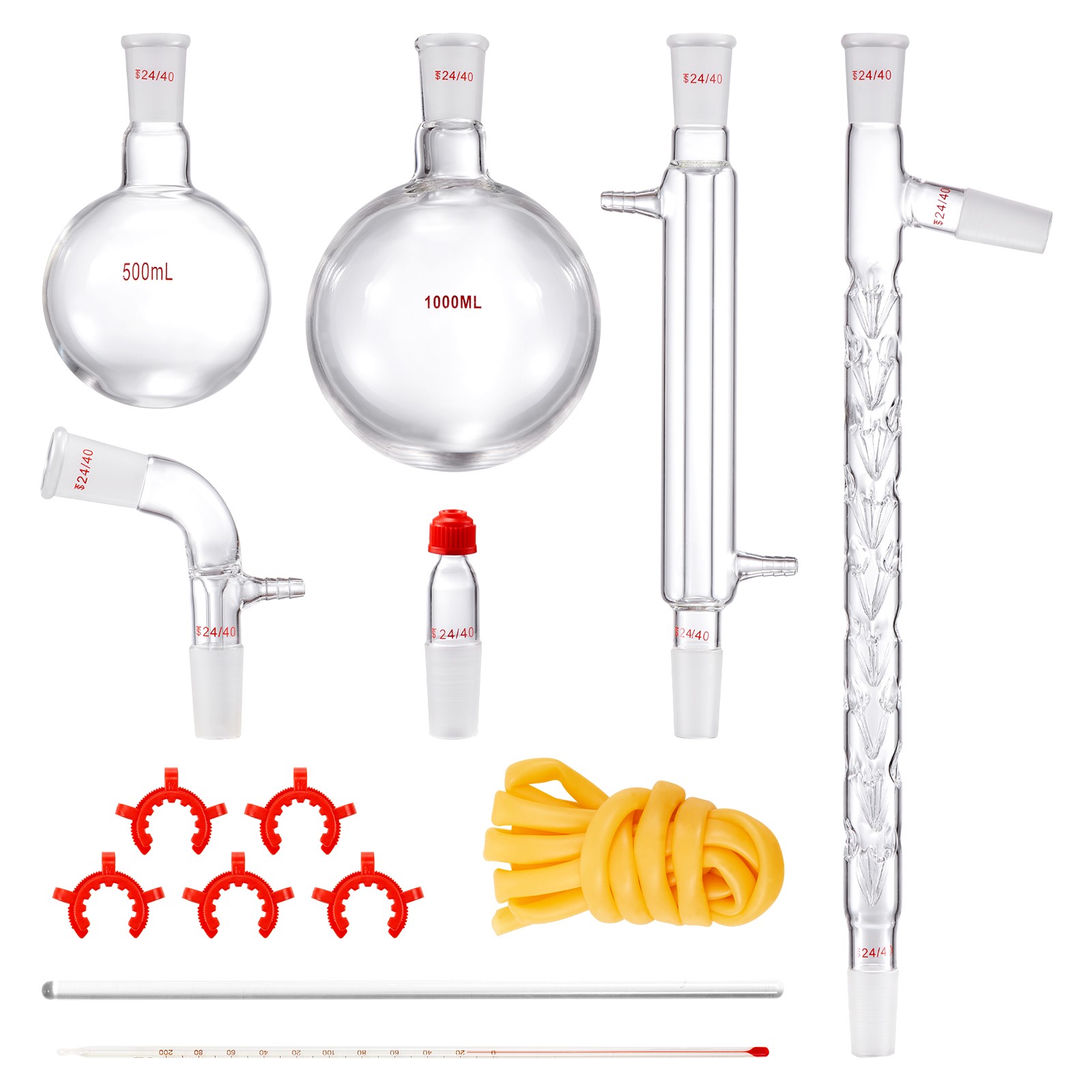 Uimoso Lab Glassware Distillation Kit 1000ml 3.3 Boro 14 pcs Glassware Equipment