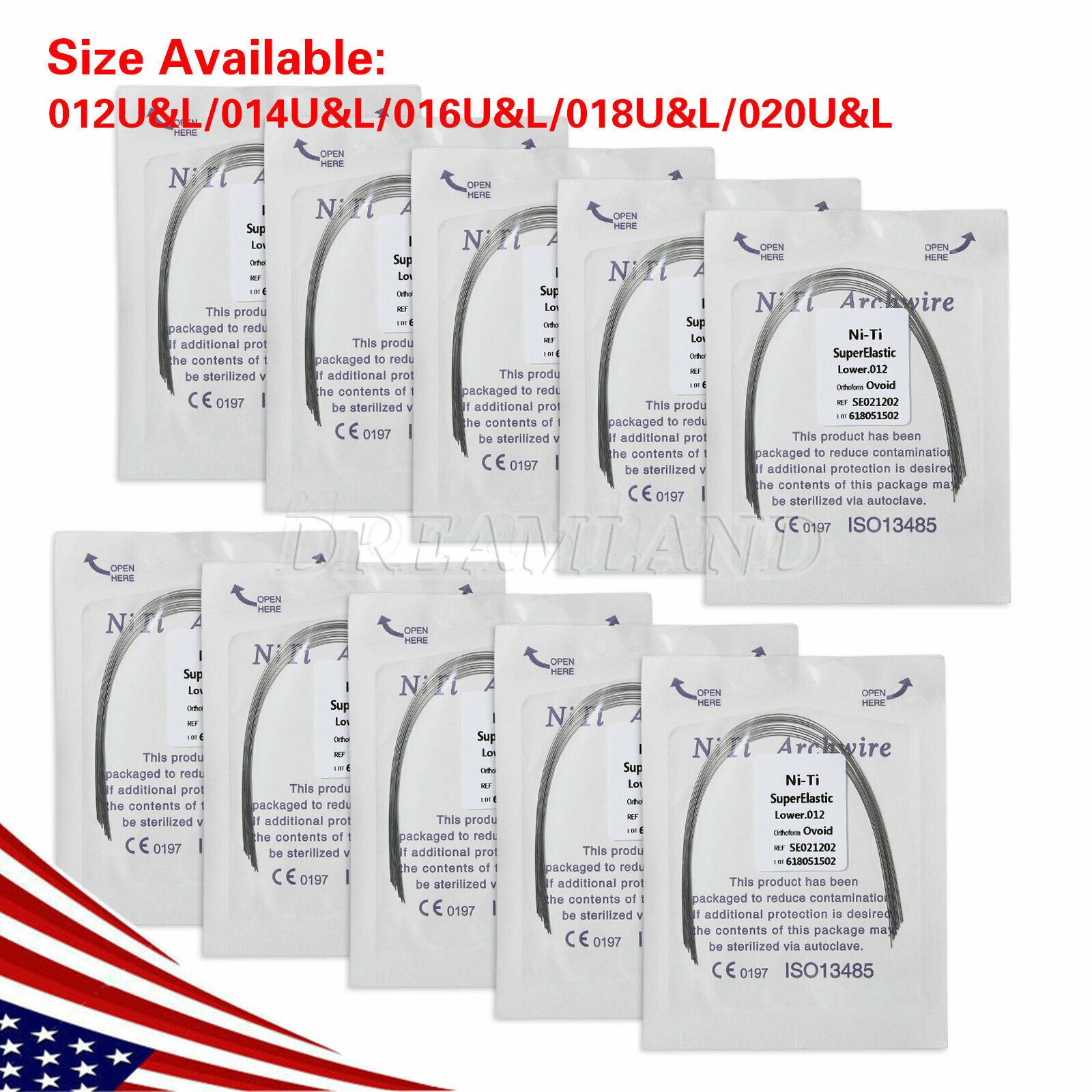 10 packs Arcos de Dental Ortodoncia Redondos Niti Arco de Alambre Su Arch Wire