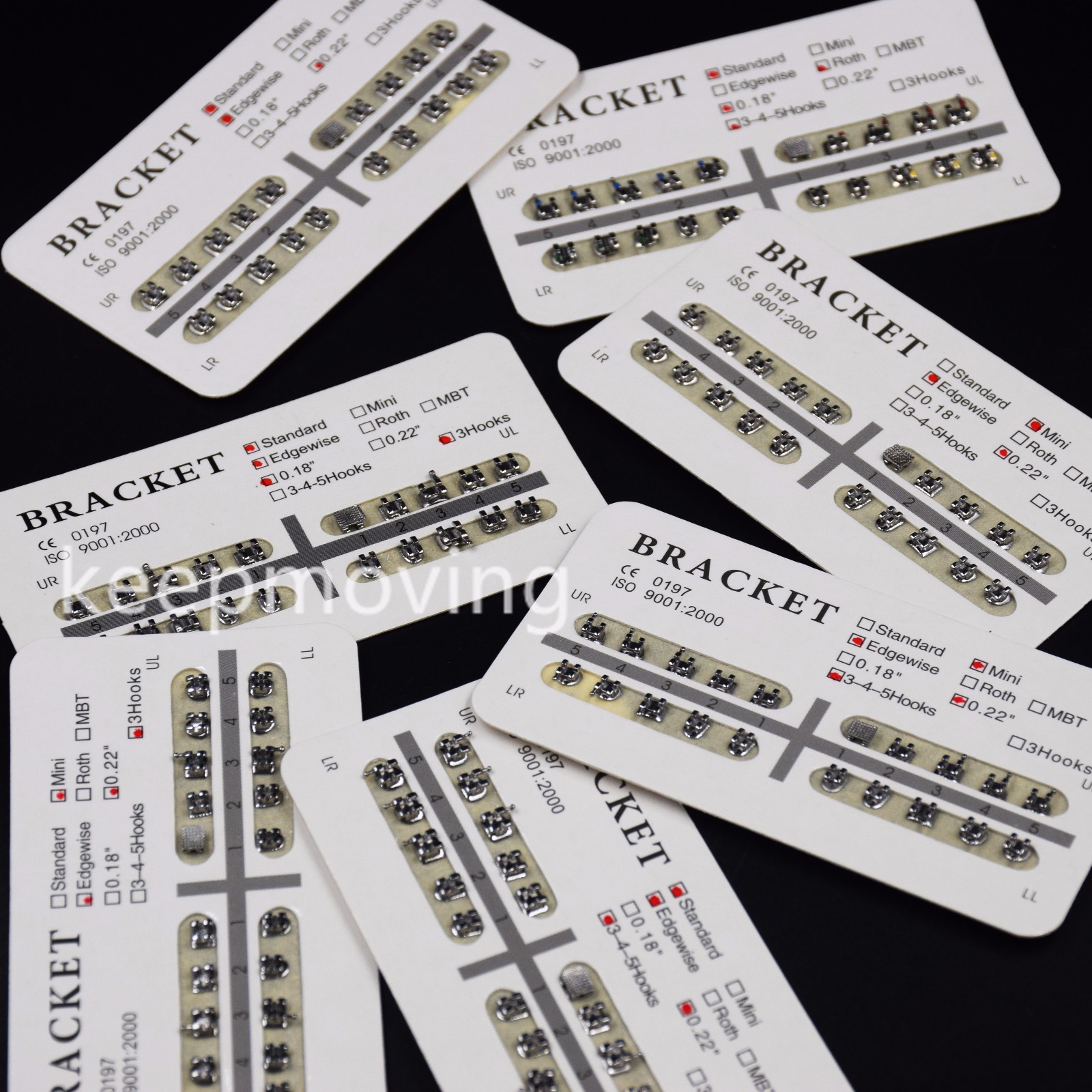 20 Pcs/Set Dental Bracket Braces Mini/Standard Roth/Edgewise/MBT 018/022 Hooks