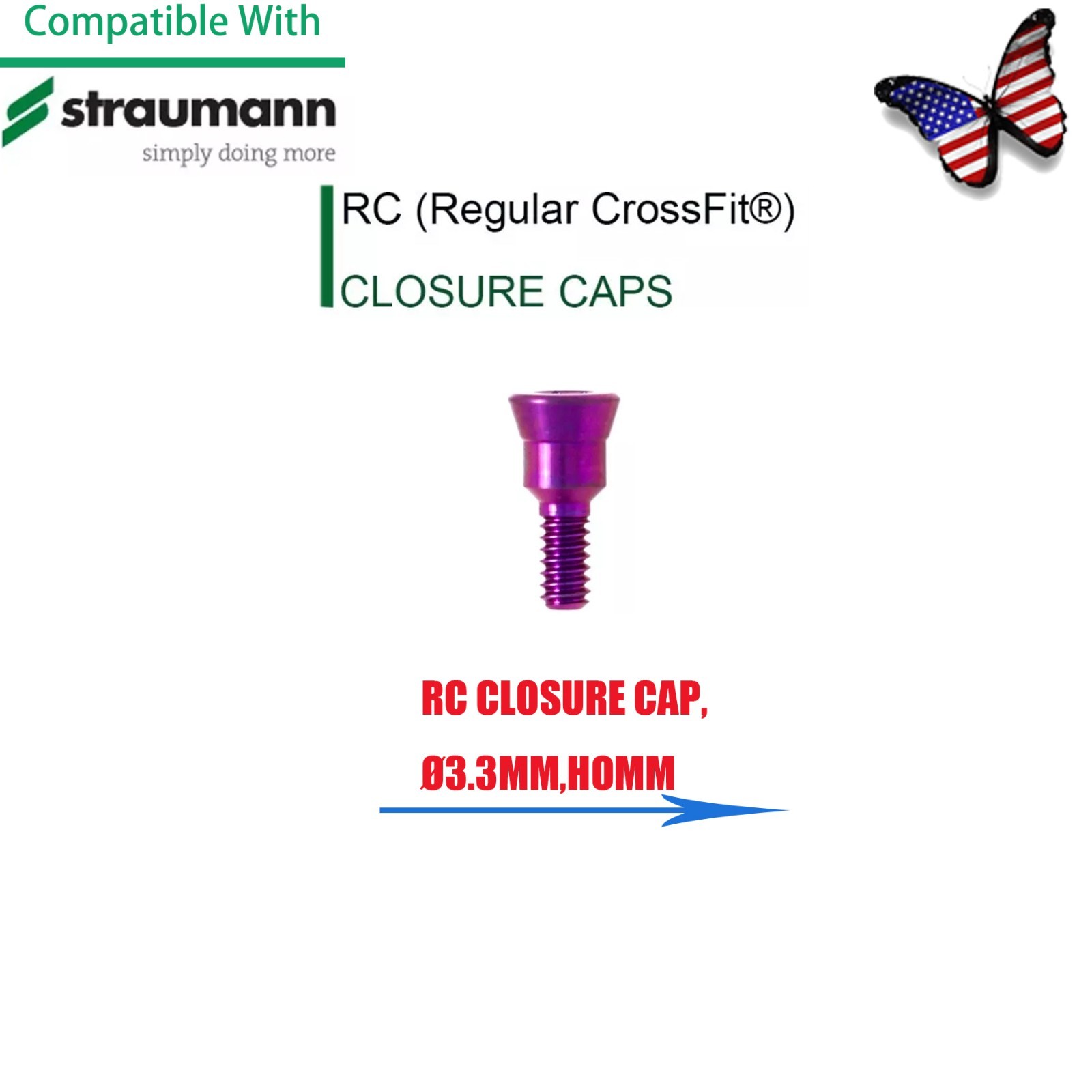 US Fit Straumann ITI RC Healing Abutment & Closure Cap Titanium Regular Platform