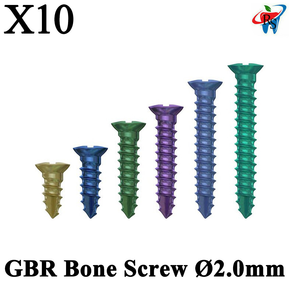 10pcs Dental GBR Bo ne Screw Ø2.0mm Surg ical Membrane Fixation