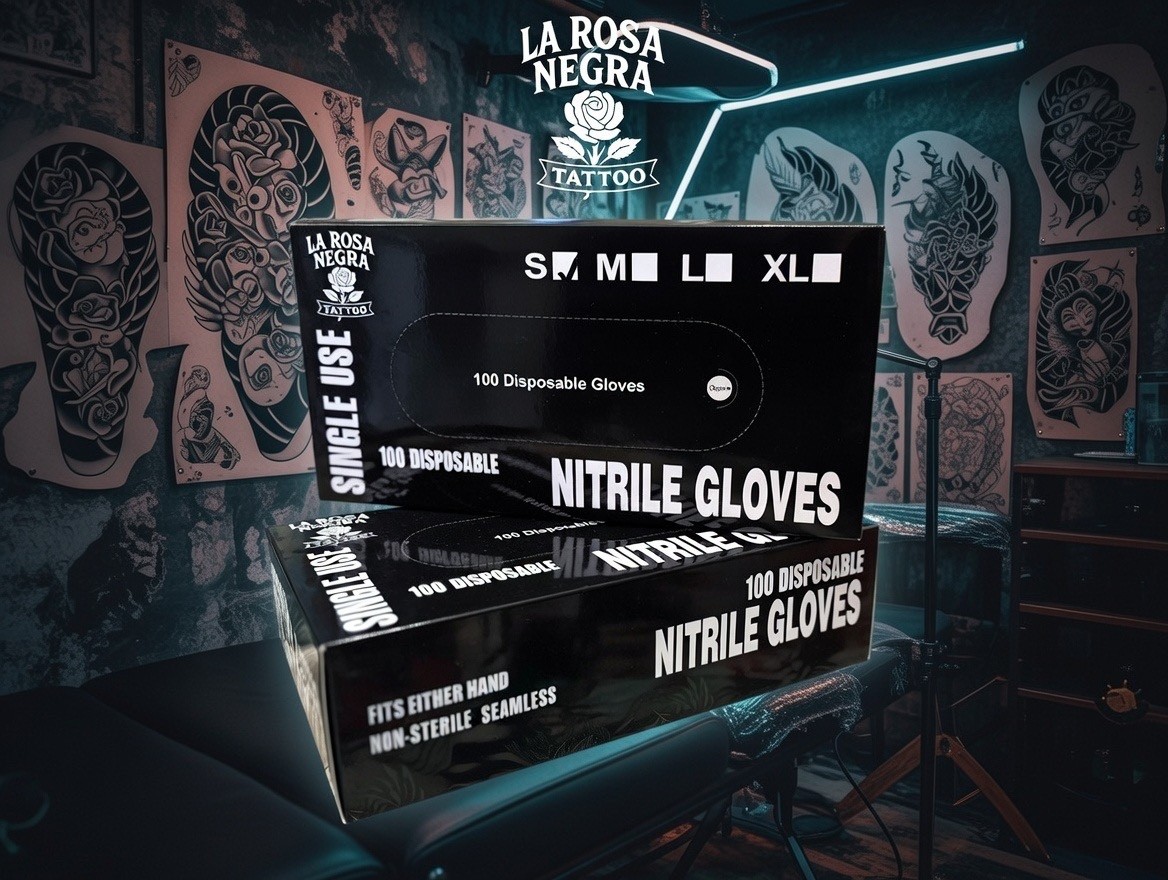 Disposable Nitrile Exam Gloves, 4 Mil Black, Powder-Free Heavy Duty Clean Glove