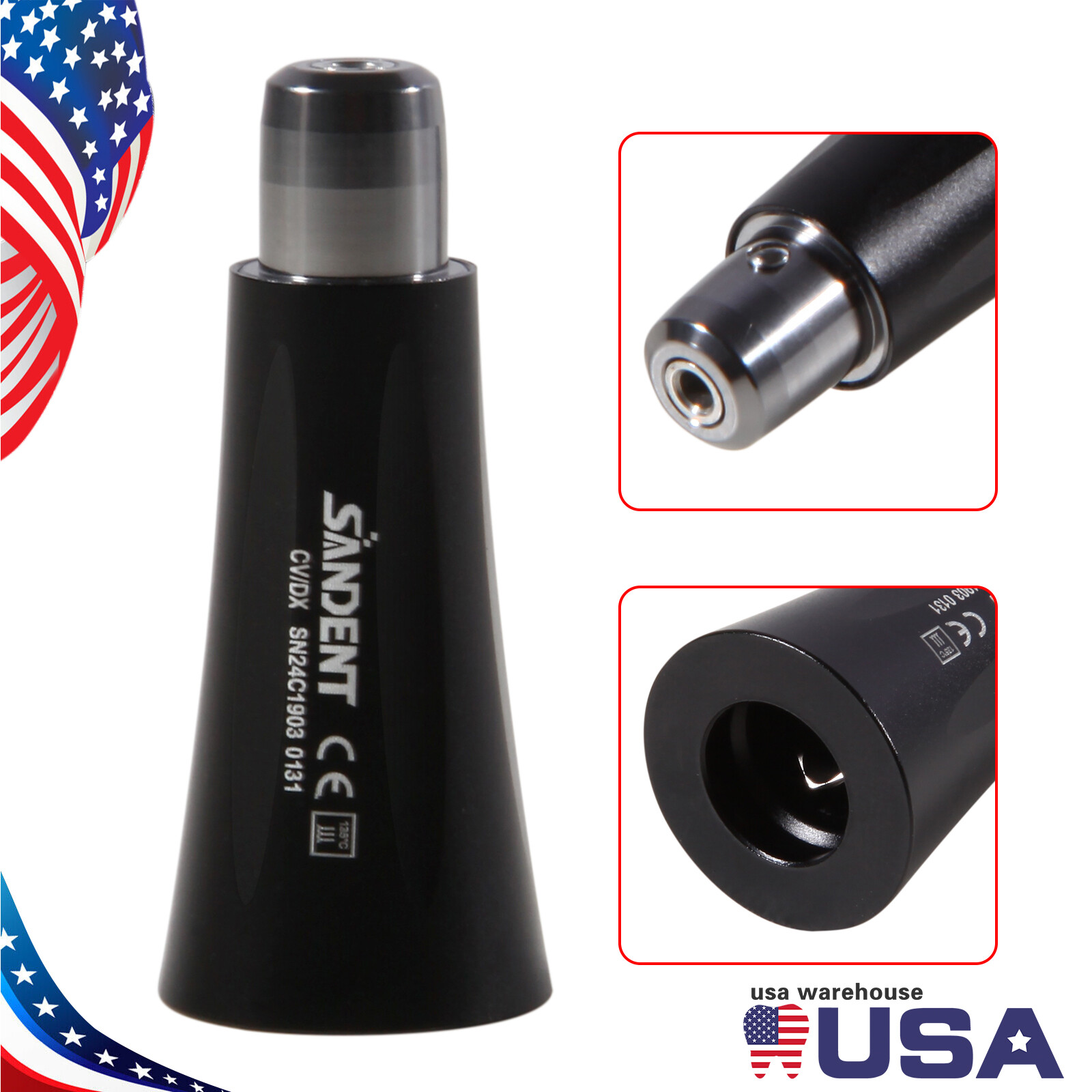 Dental Hygiene Prophy Air Motor Handpiece Kit 3 Nose Cones 360° Swivel 4 Holes