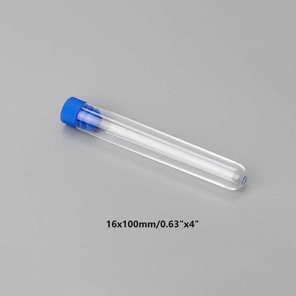 20-100Pcs Plastic Clear Lab Test Tubes Vial Sample Container Bottle w/ Push Caps
