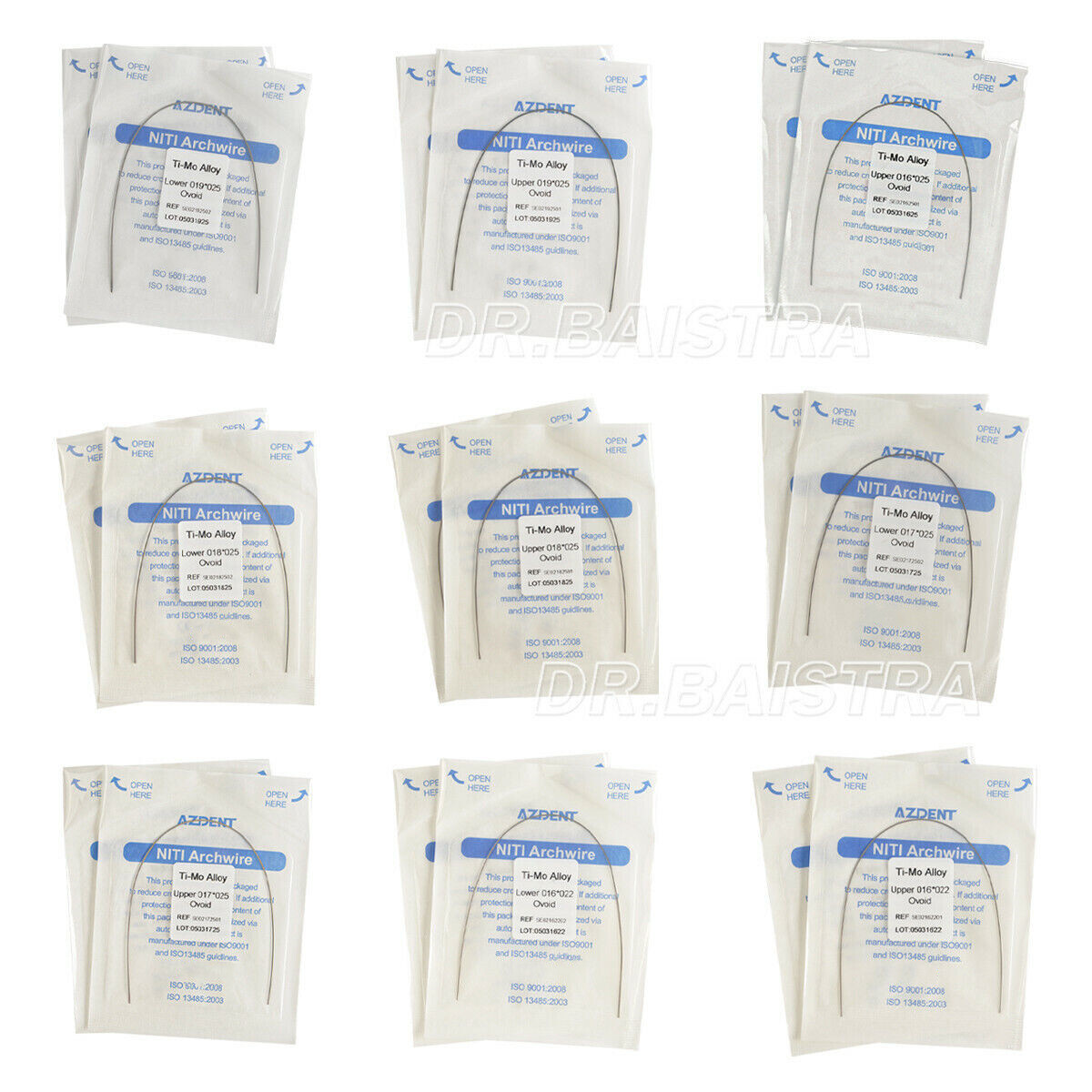AZDENT Dental Orthodontic TMA Beta Ti-Mo Alloy Arch Wire Upper/Lower Rectangular