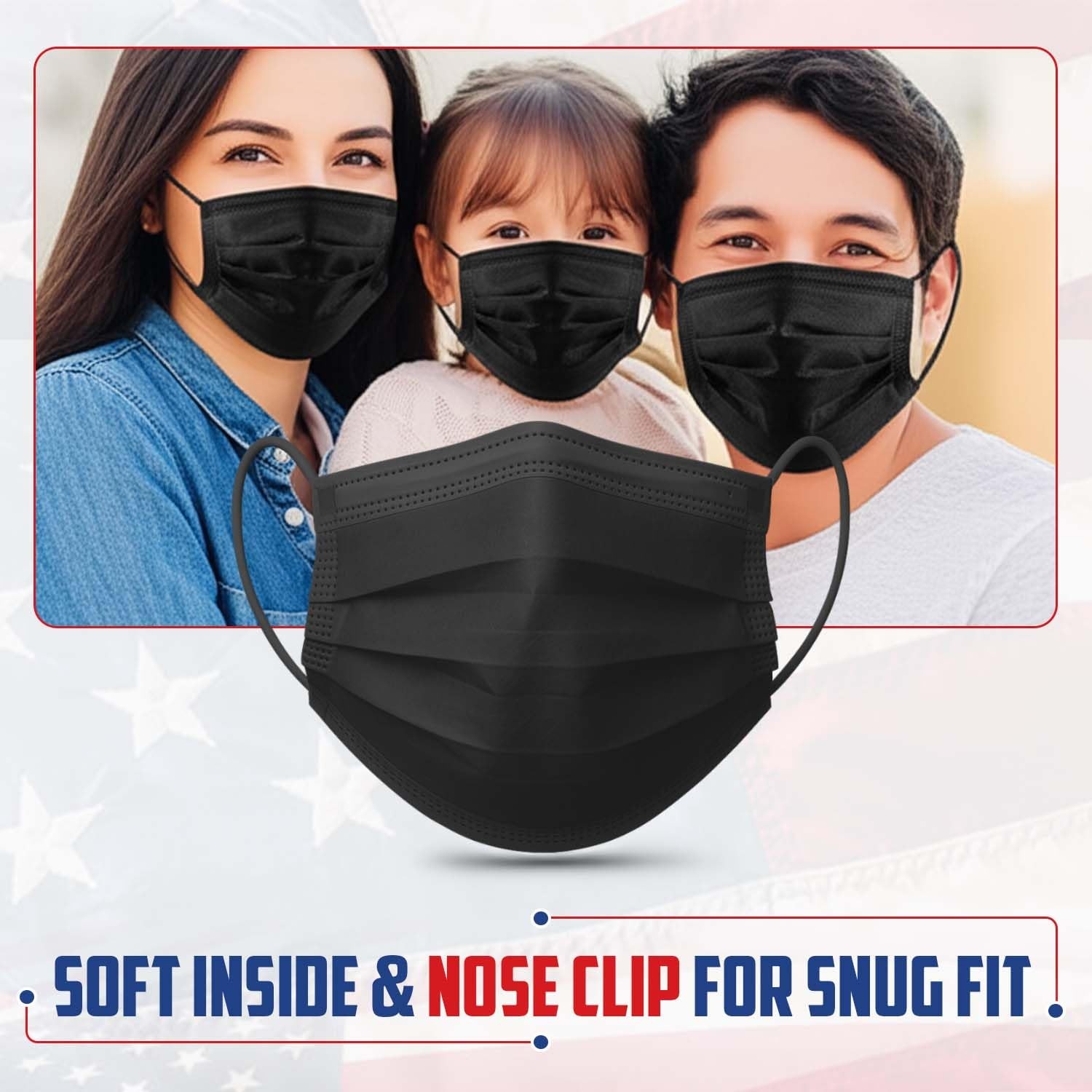 Amerishield ASTM Level 2, Made in The USA, Disposable Face Pack of 50, Black