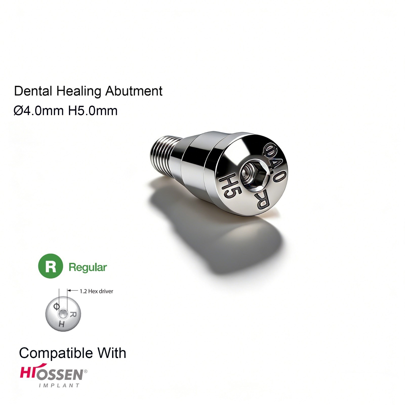 US Hiossen Regular Conical implants Healing Cap Abutment ∅4.0mm/H5.0mm Ti Dental