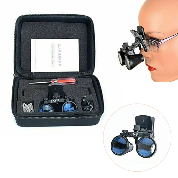 Dental 3.5X-R Binocular Loupes Compound Optic with Bag Clip-on Magnifier DY-110