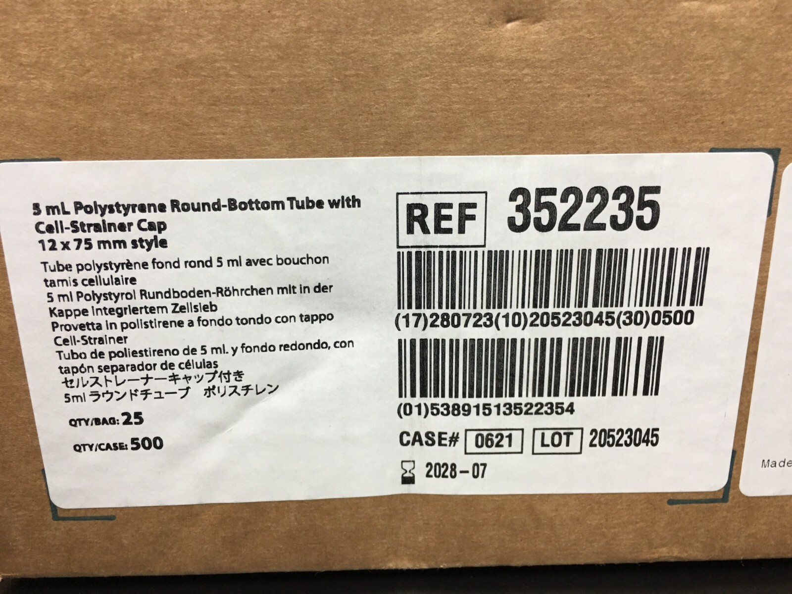 Corning Falcon REF 352235 5mL Round Bottom Test Tube Snap Cap Lot 16 PKS