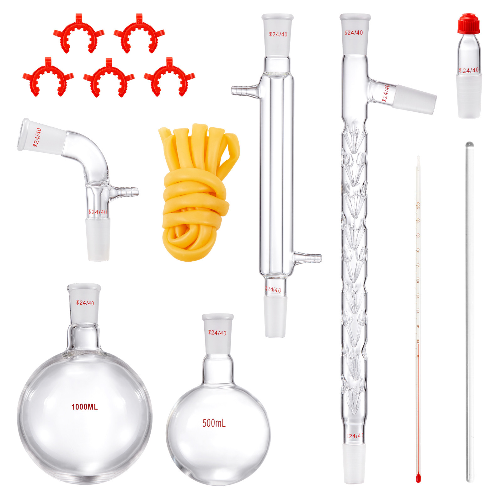 VEVOR Lab Glassware Distillation Kit 1000ml 3.3 Boro 14 pcs Glassware Equipment
