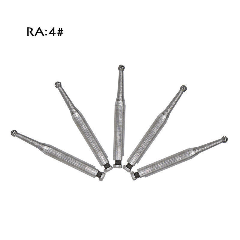 5 Pcs/Pack Dental Low Speed Handpiece Carbide Steel Drills RA #4 Round Bur
