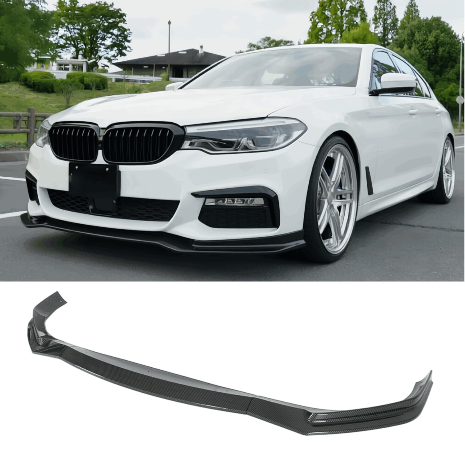 Front Bumper Lip BMW 5 Series G30 G31 540i M-Sport 2017-2019 Carbon Fiber Print
