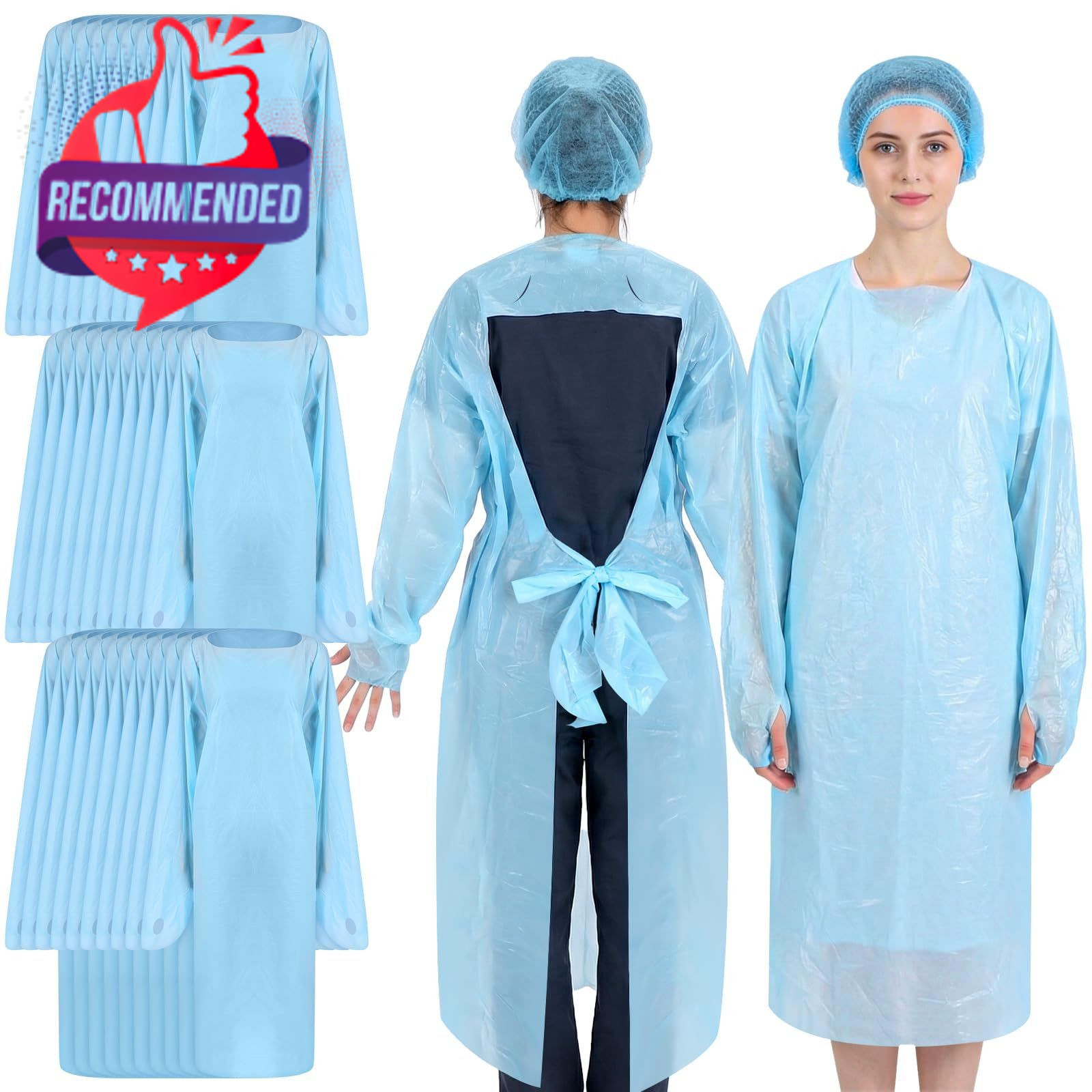 30pcs Disposable Isolation Gowns With Cap Set, Waterproof Ppe Gowns Bulk With