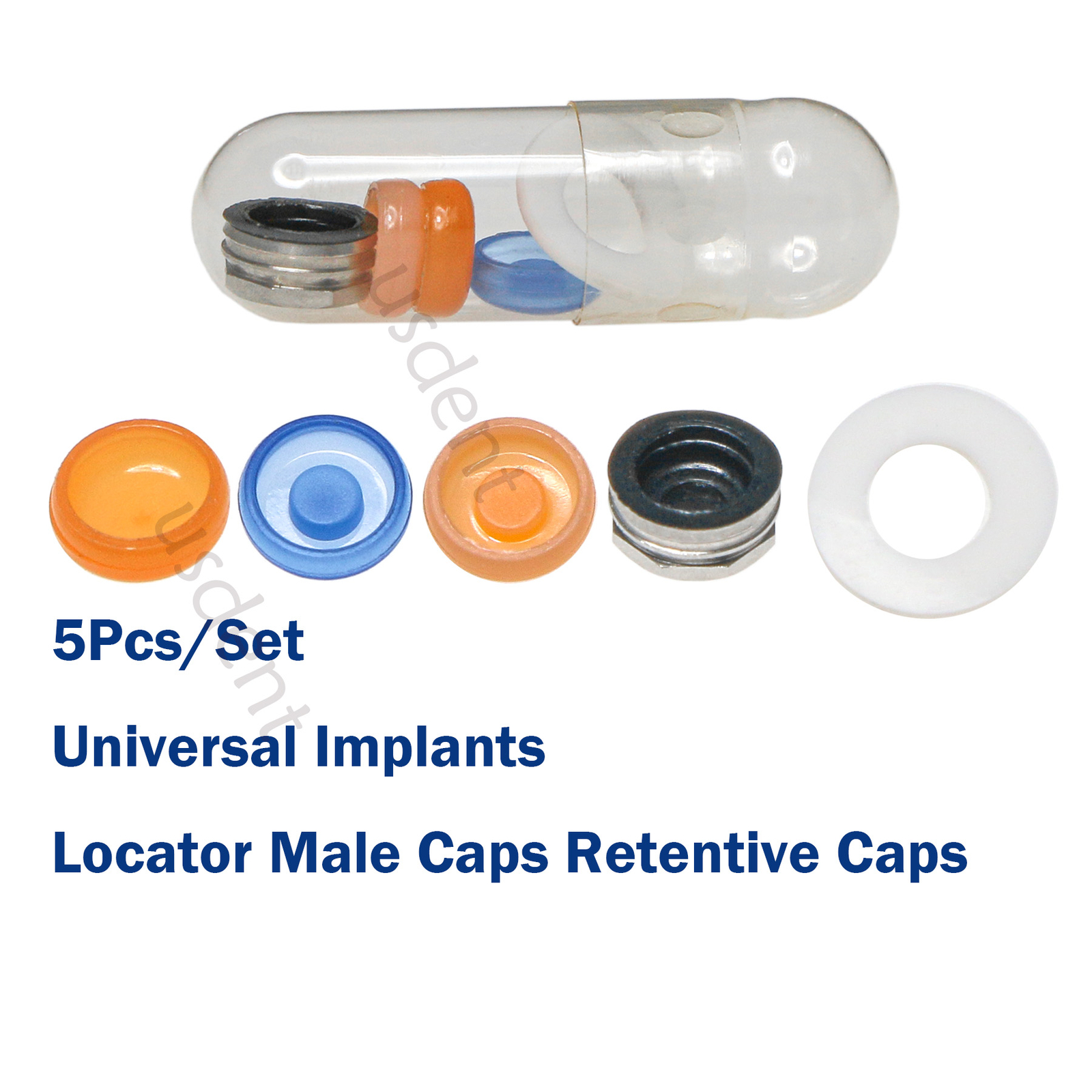 5pcs/1set Dental Overdenture Male Caps Style Metal Housing Retention Locator