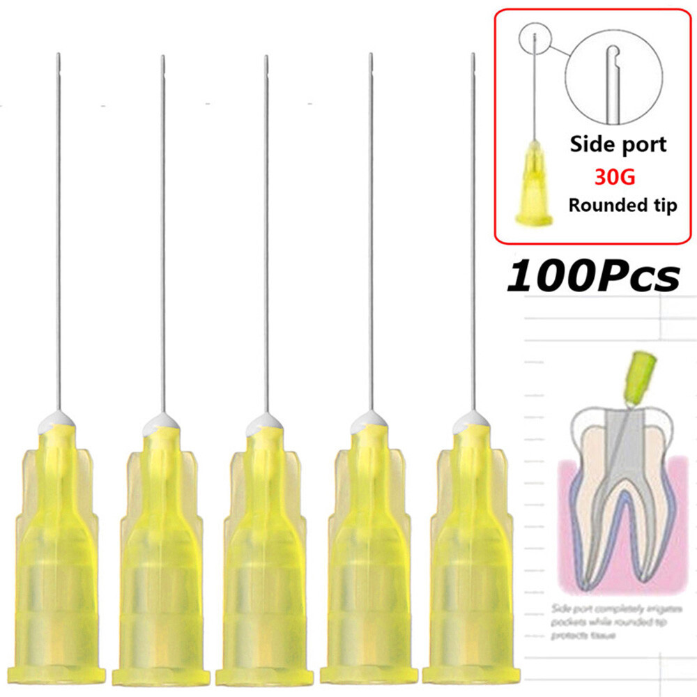 100X Dental Endo Irrigation Needle Tip 30GA End-Closed Side Hole Syringes US##