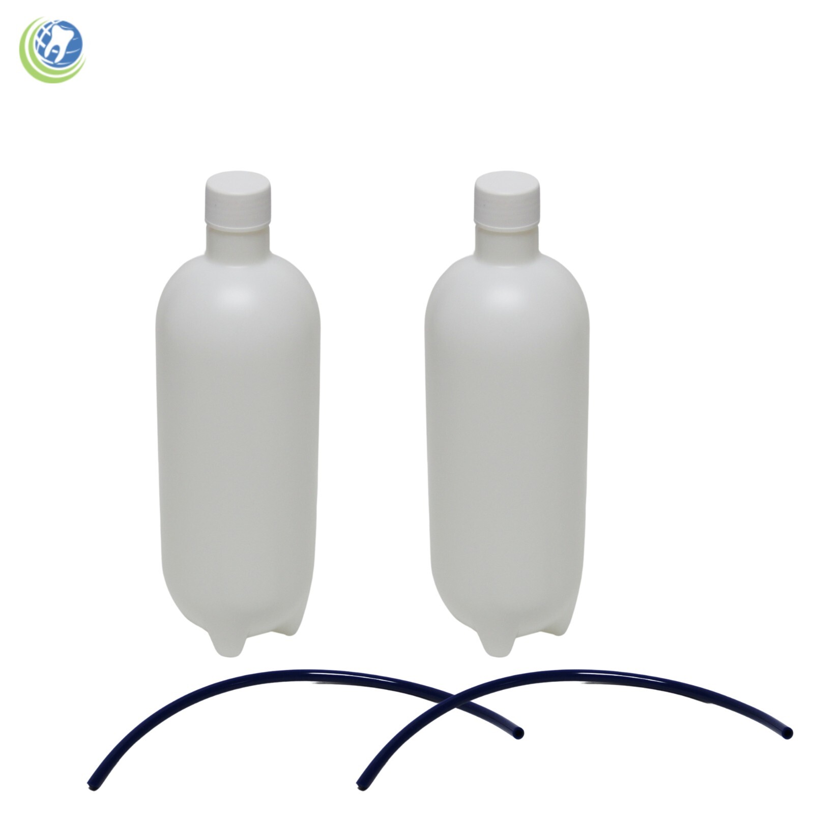 2X Dental Water Bottle Heavy-Duty Plastic 0.75 Liter w/Cap & Tube Self Contained