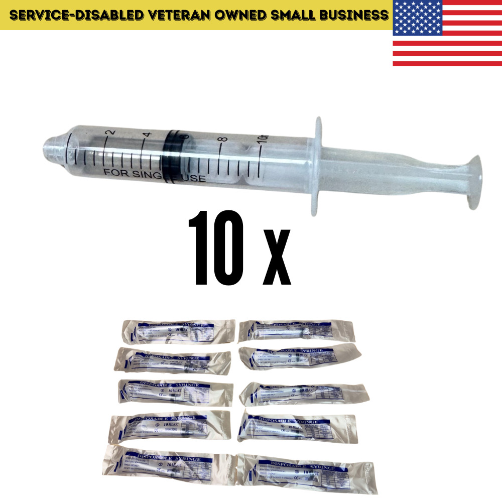 10-Pack 10ml Syringes – Individually Sealed, Exp 2030, Medical Lab Dental Use