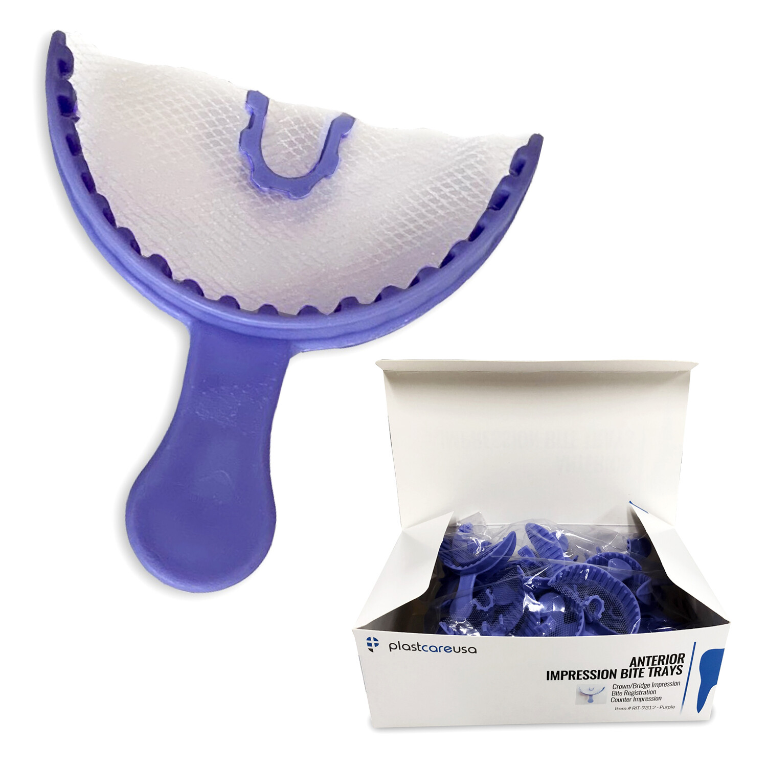 70 Dental Impression Bite Registration Trays, Anterior, (Purple) (2 Box of 35)