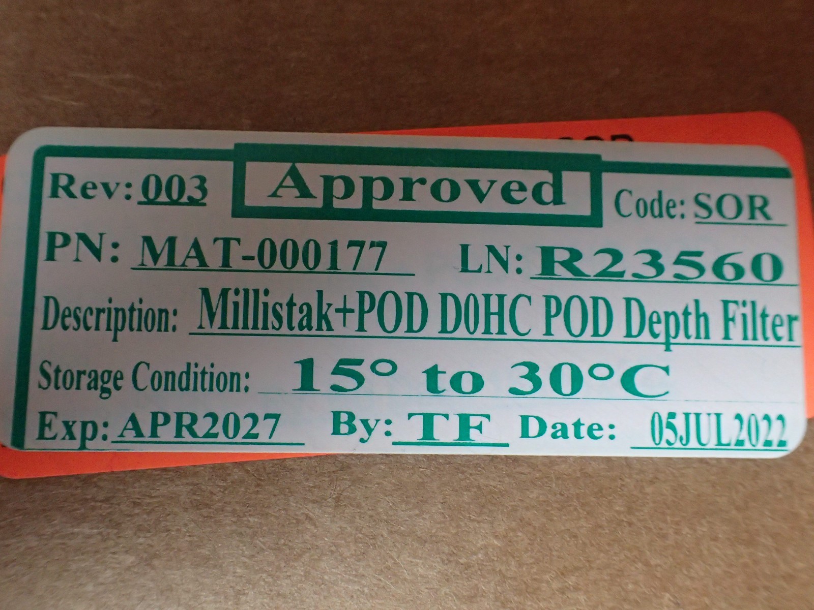 MILLIPORE Millistak+ – Disposable Depth Filter System – MD0HC10FS1 – Exp APR ’27