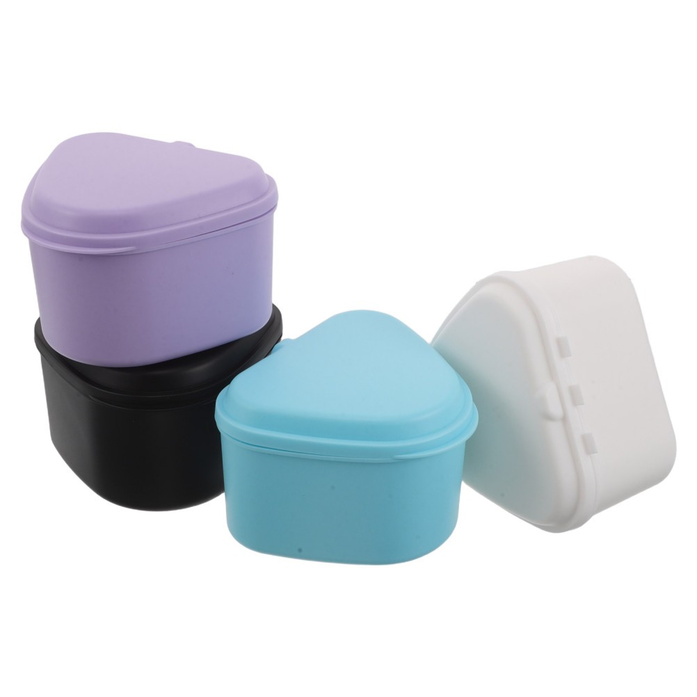 4Pcs Durable Plastic Retainer Cases Slim Travel Box for Denture Mouth Guard