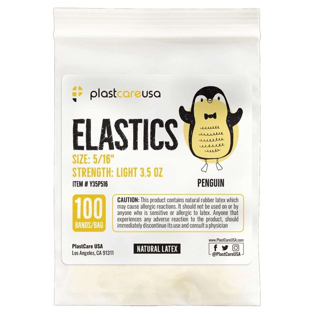 plastcareusa ELASTICS 5/16″ Penguin Yellow 100/Bag