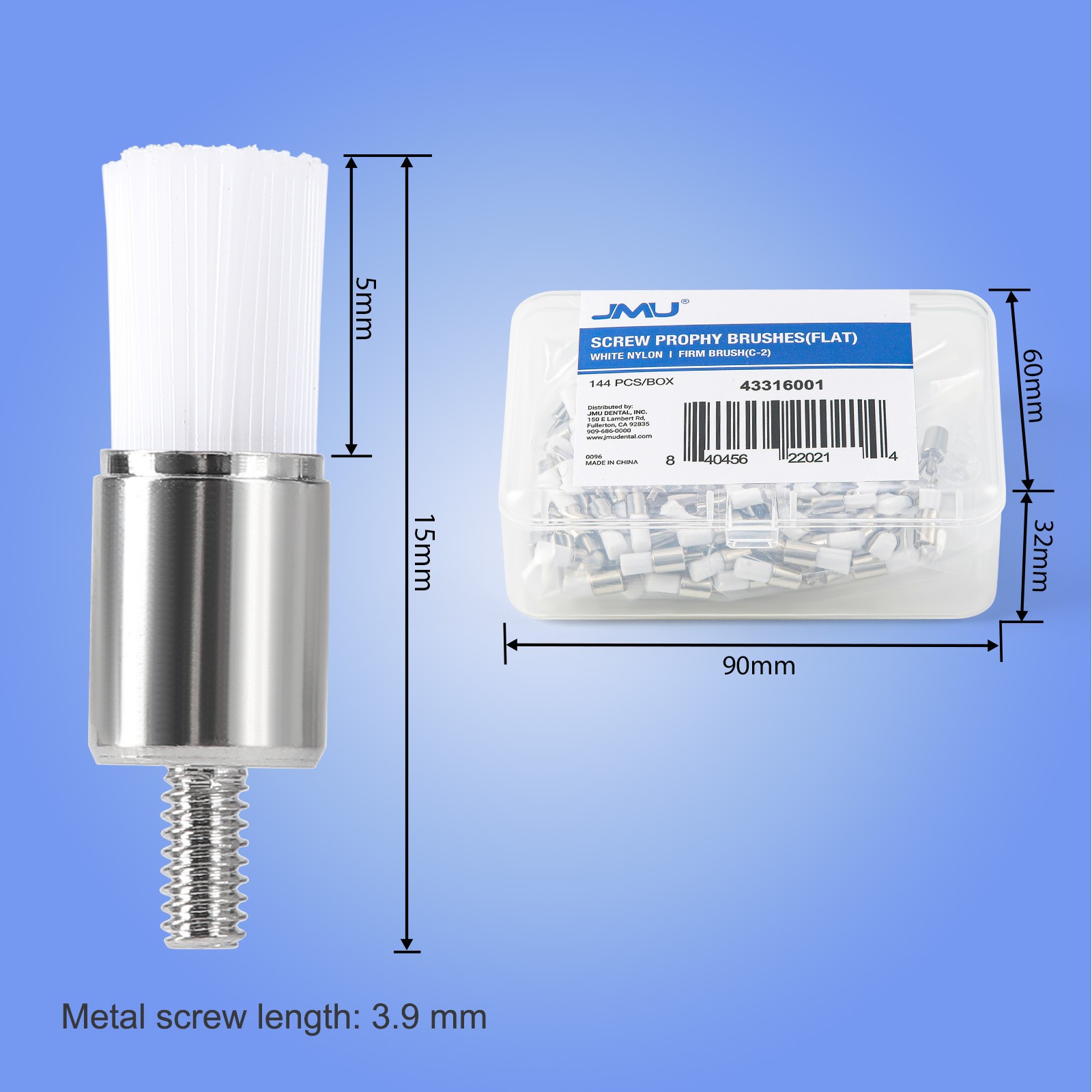 144 Dental Screw-Type Paste Prophy Taper Polishing Brushes Nylon Colorful/White