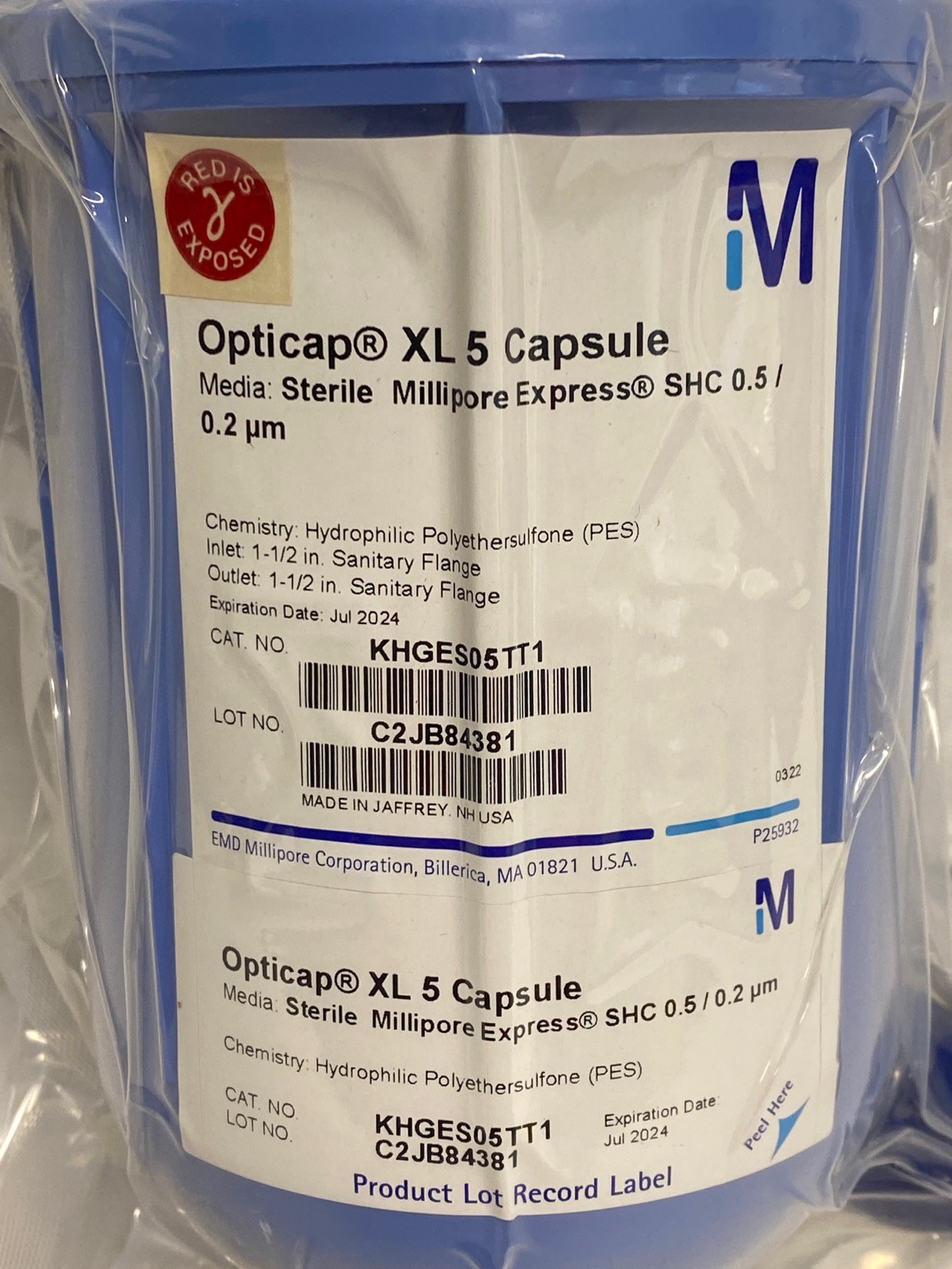 MILLIPORE Express Opticap XL 5 Filter Capsule 0.5/0.2um SHC 1-1/2”TC KHGES05TT1